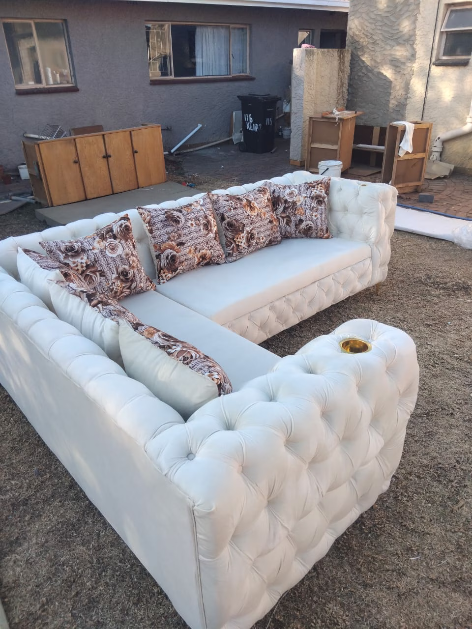 Upholstery craftsman at work